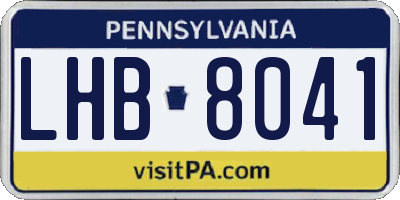 PA license plate LHB8041