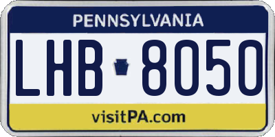 PA license plate LHB8050