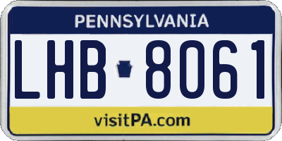 PA license plate LHB8061