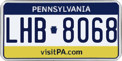 PA license plate LHB8068