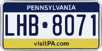 PA license plate LHB8071
