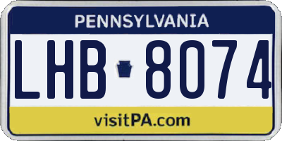 PA license plate LHB8074