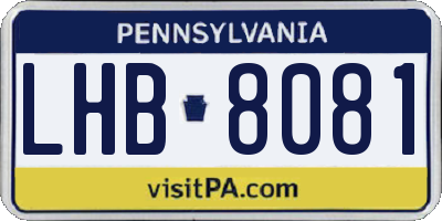 PA license plate LHB8081