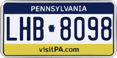 PA license plate LHB8098