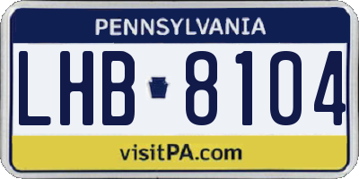 PA license plate LHB8104