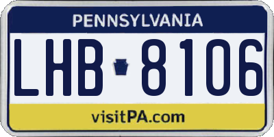 PA license plate LHB8106