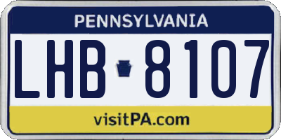 PA license plate LHB8107