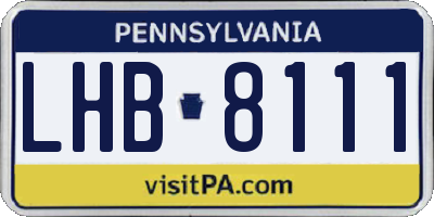 PA license plate LHB8111