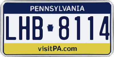 PA license plate LHB8114