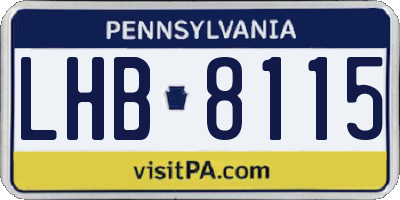 PA license plate LHB8115