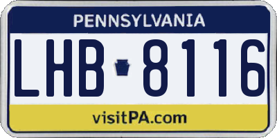 PA license plate LHB8116