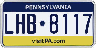 PA license plate LHB8117