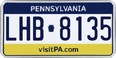 PA license plate LHB8135