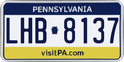 PA license plate LHB8137