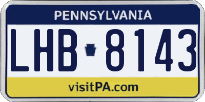 PA license plate LHB8143