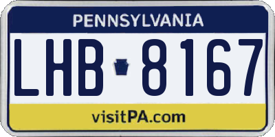 PA license plate LHB8167