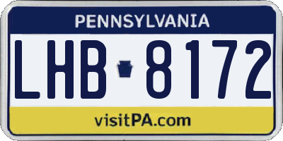 PA license plate LHB8172