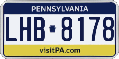 PA license plate LHB8178