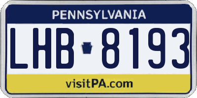 PA license plate LHB8193