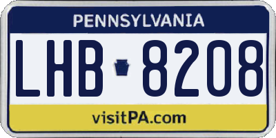 PA license plate LHB8208