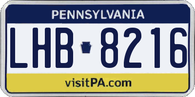 PA license plate LHB8216