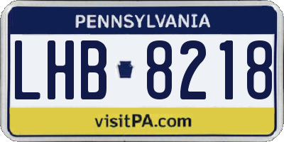 PA license plate LHB8218