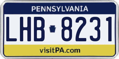 PA license plate LHB8231