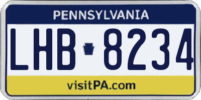 PA license plate LHB8234
