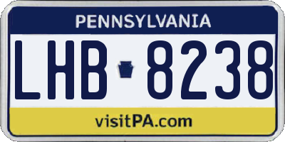 PA license plate LHB8238