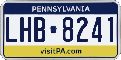 PA license plate LHB8241