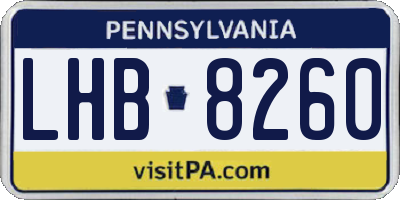 PA license plate LHB8260
