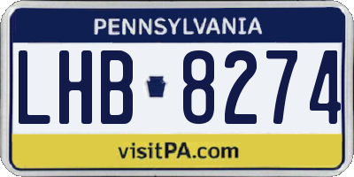 PA license plate LHB8274
