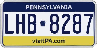 PA license plate LHB8287