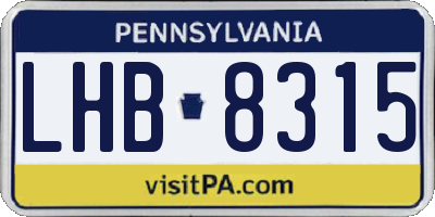 PA license plate LHB8315