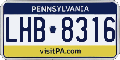 PA license plate LHB8316