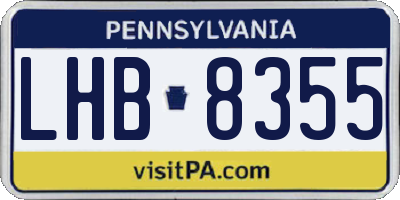 PA license plate LHB8355