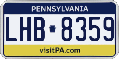 PA license plate LHB8359