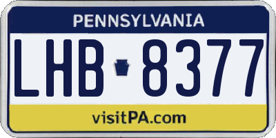 PA license plate LHB8377