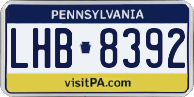 PA license plate LHB8392