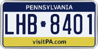 PA license plate LHB8401