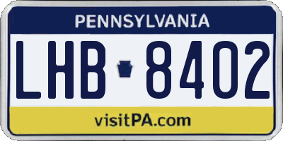 PA license plate LHB8402