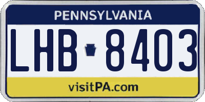 PA license plate LHB8403