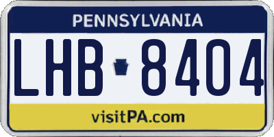 PA license plate LHB8404
