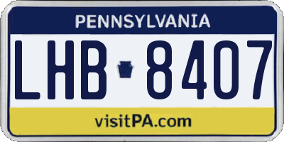 PA license plate LHB8407