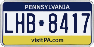 PA license plate LHB8417