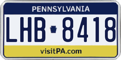 PA license plate LHB8418