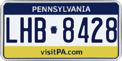 PA license plate LHB8428