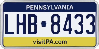 PA license plate LHB8433