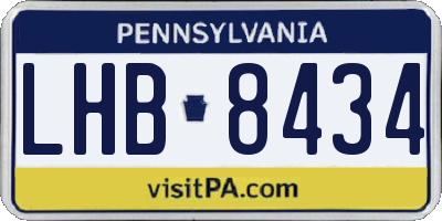 PA license plate LHB8434