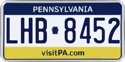 PA license plate LHB8452